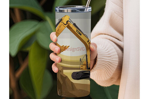 Excavator Grunge 20oz Tumbler Wrap Sublimation DesignSVG 