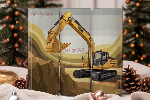 Excavator Grunge 20oz Tumbler Wrap Sublimation DesignSVG 