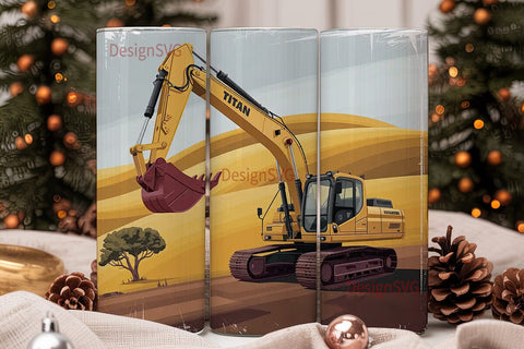 Excavator Grunge 20oz Tumbler Wrap Sublimation DesignSVG 