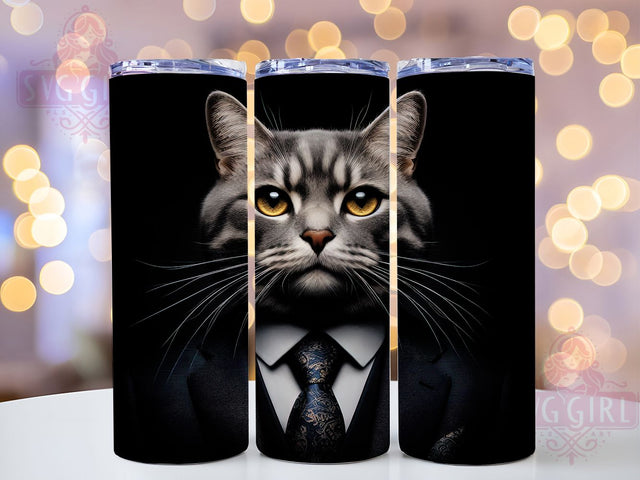 Executive Cat Boss Tumbler Wrap, Professional Pet Portrait, Corporate Cat Design, Suit Wearing Cat, Executive Pet Art, Funny Cat Drinkware, Boss Cat Sublimation Sublimation SvggirlplusArt 