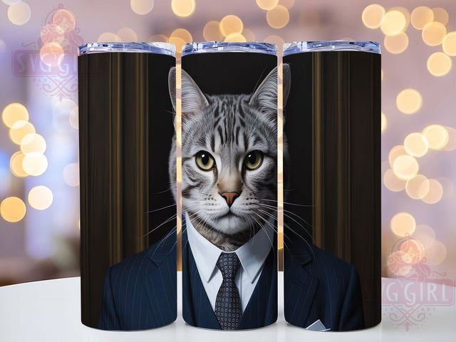 Executive Cat Boss Tumbler Wrap, Professional Pet Portrait, Corporate Cat Design, Suit Wearing Cat, Executive Pet Art, Funny Cat Drinkware, Boss Cat Sublimation Sublimation SvggirlplusArt 