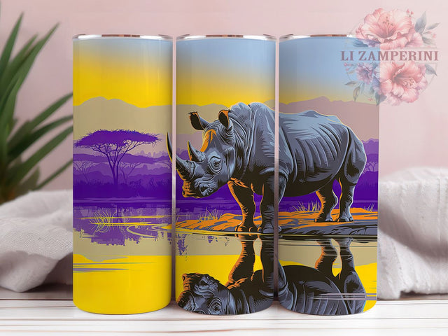 Exotic African Rhino Safari Tumbler, Safari Animal Wrap, Exotic Wildlife Cup, Artistic Sublimation Design, Nature Gift Tumbler, Sweet Rhino Wrap, Adorable Safari Cup Sublimation Li Zamperini 