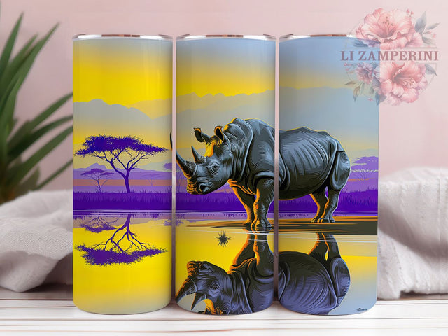 Exotic African Rhino Safari Tumbler, Safari Animal Wrap, Exotic Wildlife Cup, Artistic Sublimation Design, Nature Gift Tumbler, Sweet Rhino Wrap, Adorable Safari Cup Sublimation Li Zamperini 