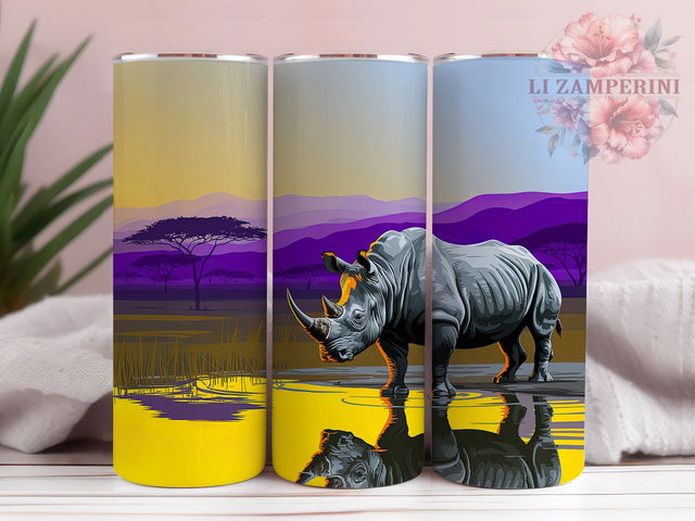 Exotic African Rhino Safari Tumbler, Safari Animal Wrap, Exotic Wildlife Cup, Artistic Sublimation Design, Nature Gift Tumbler, Sweet Rhino Wrap, Adorable Safari Cup Sublimation Li Zamperini 