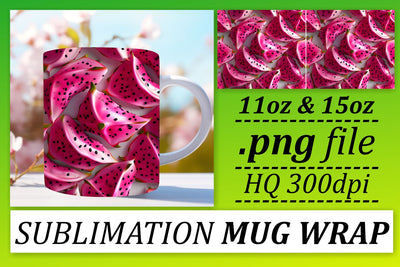 Exotic Flavors Mug Wrap: Vibrant Fruit Patterns Sublimation afrosvg 