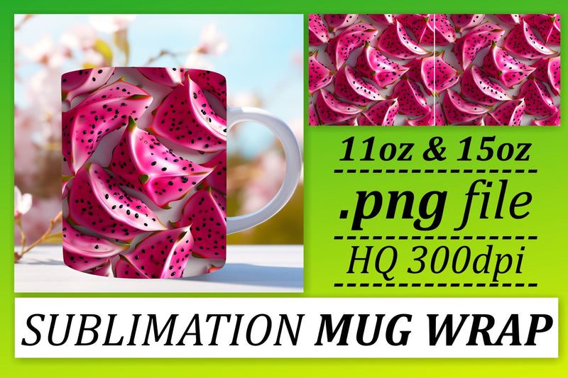 Exotic Flavors Mug Wrap: Vibrant Fruit Patterns Sublimation afrosvg 