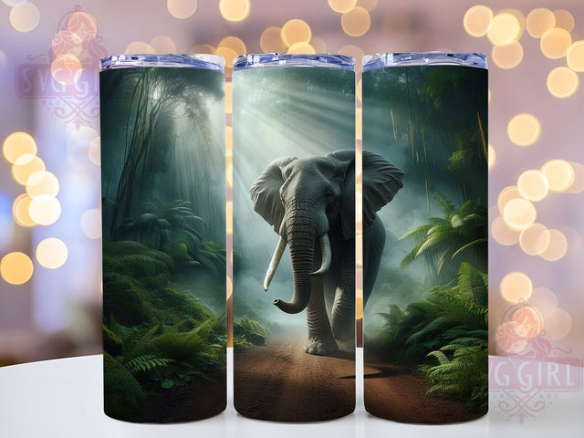 Exotic Jungle Elephant Tumbler, Jungle Wrap, Sublimation Design, 20oz Tumbler, Wildlife Art, Exotic Animals, Nature Theme Sublimation SvggirlplusArt 