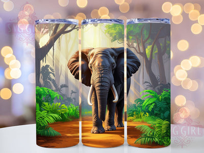 Exotic Jungle Elephant Tumbler, Jungle Wrap, Sublimation Design, 20oz Tumbler, Wildlife Art, Exotic Animals, Nature Theme Sublimation SvggirlplusArt 
