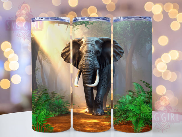 Exotic Jungle Elephant Tumbler, Jungle Wrap, Sublimation Design, 20oz Tumbler, Wildlife Art, Exotic Animals, Nature Theme Sublimation SvggirlplusArt 