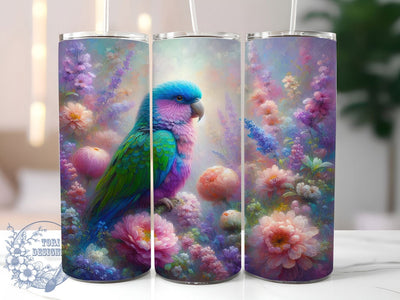 Exotic & Vibrant Tropical Parrot Tumbler, Parrot Sublimation Design, 3D Floral Tumbler, Colorful Bird Wrap, Exotic Tumbler Template, Vibrant Parrot Design, DIY Jungle Tumbler Sublimation ToriDesigns 