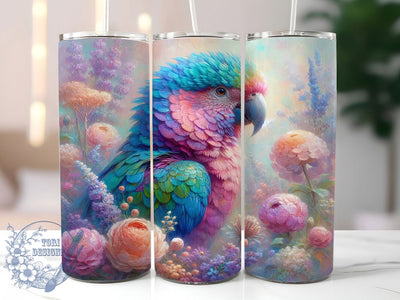Exotic & Vibrant Tropical Parrot Tumbler, Parrot Sublimation Design, 3D Floral Tumbler, Colorful Bird Wrap, Exotic Tumbler Template, Vibrant Parrot Design, DIY Jungle Tumbler Sublimation ToriDesigns 