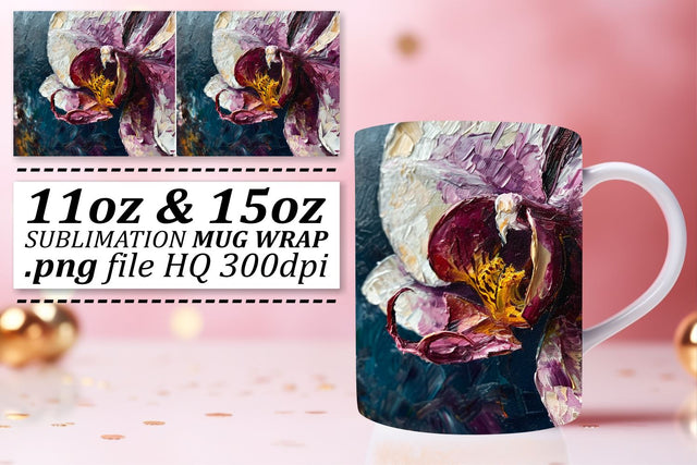 Experience the Beauty of Oil Painted Flowers on Your Sublimation Mug Wrap - 11oz & 15oz Sublimation afrosvg 