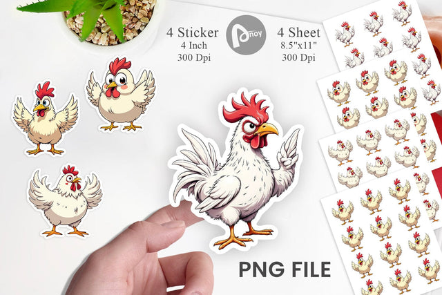 Expressive Chicken Sticker Sublimation artnoy 