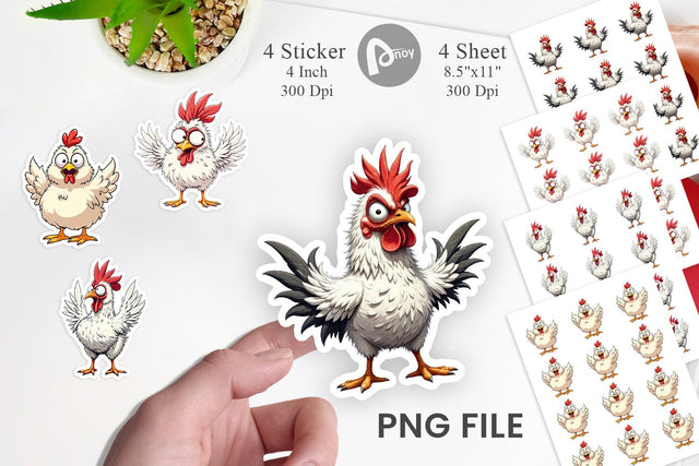 Expressive Chicken Sticker Sublimation artnoy 