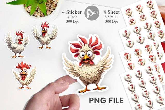 Expressive Chicken Sticker Sublimation artnoy 