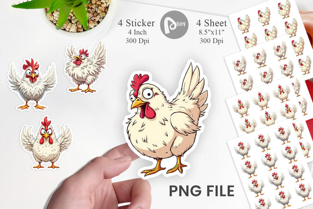 Expressive Chicken Sticker Sublimation artnoy 