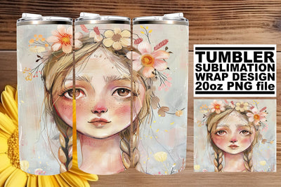 Exquisite Watercolor Lady Tumbler Wrap - Sublimation 20oz Sublimation afrosvg 