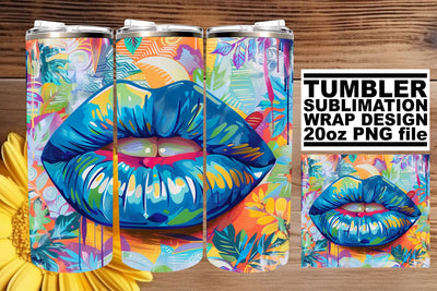 Eye-Catching Colorful Lips Tumbler Wrap – 20oz Sublimation Design Sublimation afrosvg 