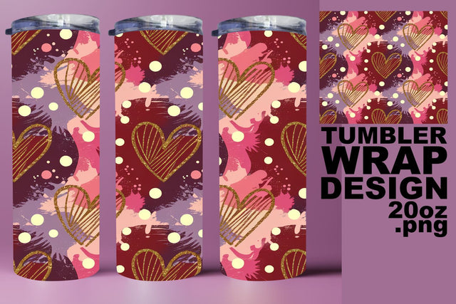 Eye-catching tumbler wrap, perfect for personalization! , Heart Sublimation HoodArtCraft 