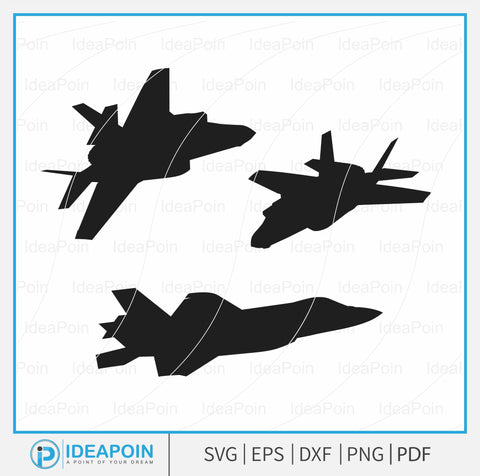 F-35 Lightning Fighter Jet svg, F35 Lightning, F-35 Lightning Aircraft Silhouette Bundle, Warbird svg, Fighter Front View SVG SVG Dinvect 