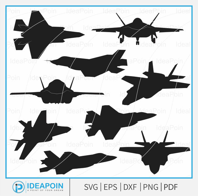 F-35 Lightning Fighter Jet svg, F35 Lightning, F-35 Lightning Aircraft Silhouette Bundle, Warbird svg, Fighter Front View SVG SVG Dinvect 