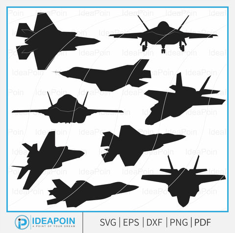 F-35 Lightning Fighter Jet svg, F35 Lightning, F-35 Lightning Aircraft Silhouette Bundle, Warbird svg, Fighter Front View SVG SVG Dinvect 
