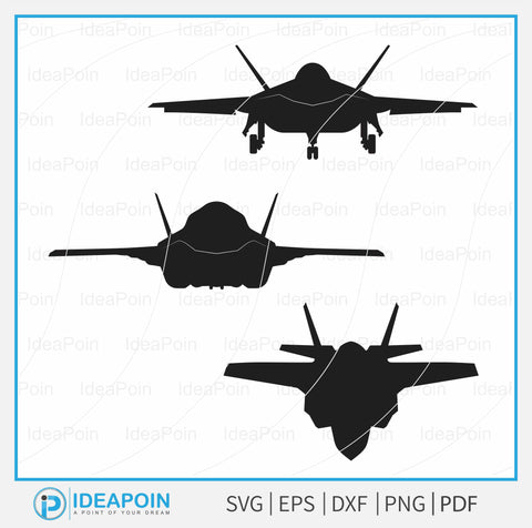 F-35 Lightning Fighter Jet svg, F35 Lightning, F-35 Lightning Aircraft Silhouette Bundle, Warbird svg, Fighter Front View SVG SVG Dinvect 