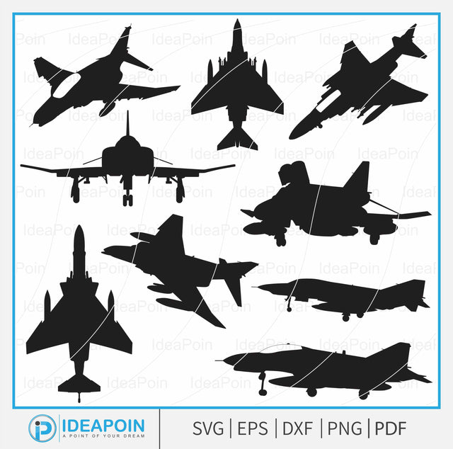 F-4 Phantom svg, F-4 Phantom Vector, Military Fighter Jet Aircraft silhouette, wood wall decor, Military Vehicle Drawings SVG Dinvect 