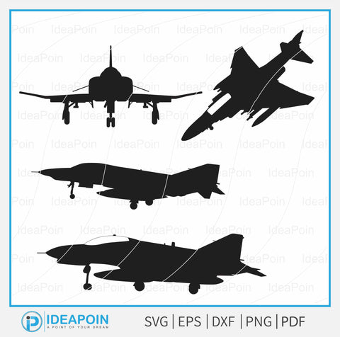 F-4 Phantom svg, F-4 Phantom Vector, Military Fighter Jet Aircraft silhouette, wood wall decor, Military Vehicle Drawings SVG Dinvect 
