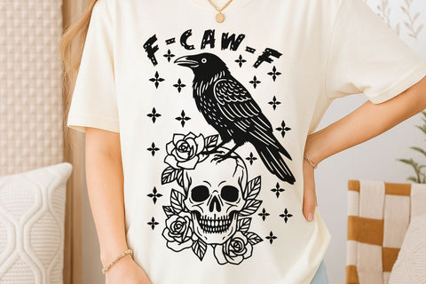 F-Caw-F| Funny Halloween Crow SVG Cutting Files. SVG CosmosFineArt 