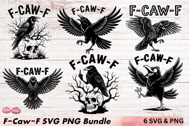F-Caw-F SVG, F-Caw-F PNG, FcawF DTF Print, Funny Gothic Raven Art,Crow Digital Art,Funny Raven Design,Printable Bird Clipart,Dark Bird Humor SVG BB Type Studios 