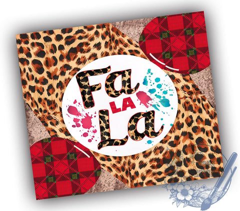 Fa La La Christmas 20oz Skinny Tumbler, Western Holiday Tumbler Png, Straight & Tapered Tumbler Wrap, Instant Digital Download Sublimation ToriDesigns 