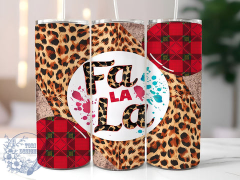 Fa La La Christmas 20oz Skinny Tumbler, Western Holiday Tumbler Png, Straight & Tapered Tumbler Wrap, Instant Digital Download Sublimation ToriDesigns 