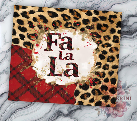Fa La La Christmas Leopard 20oz Tumbler Wrap PNG, Western Holiday Tumbler Png, Straight & Tapered Tumbler Wrap, Instant Digital Download Sublimation Li Zamperini 