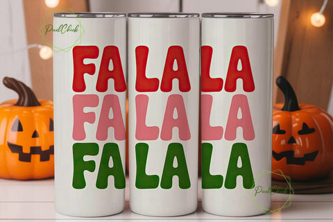 Fa La La Christmas Tumbler Wrap Sublimation PixelChick 