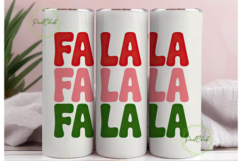 Fa La La Christmas Tumbler Wrap Sublimation PixelChick 