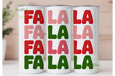 Fa La La Christmas Tumbler Wrap Sublimation PixelChick 