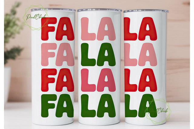Fa La La Christmas Tumbler Wrap Sublimation PixelChick 