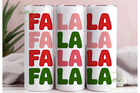 Fa La La Christmas Tumbler Wrap Sublimation PixelChick 