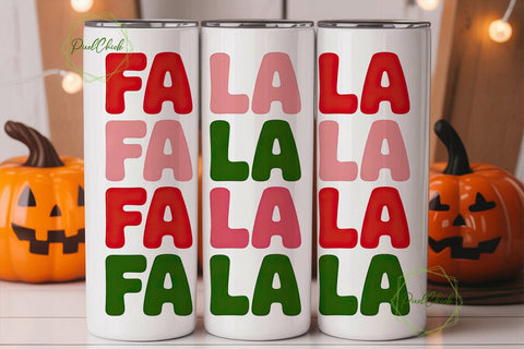 Fa La La Christmas Tumbler Wrap Sublimation PixelChick 