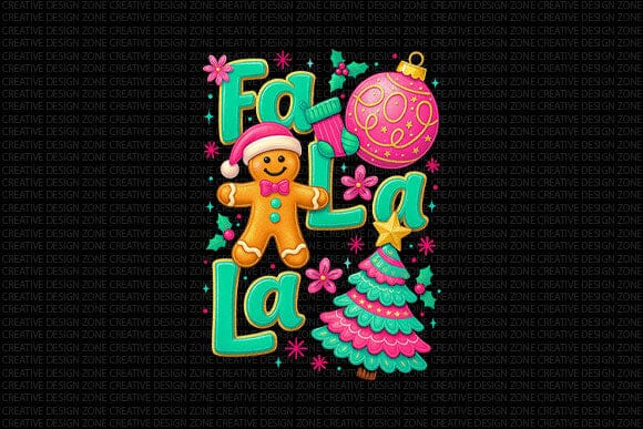Fa La La Gingerbread Christmas PNG SVG BillahCrafts 