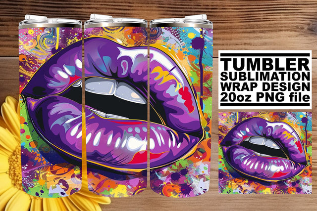Fabulous Colorful Lips Sublimation Design – 20oz Tumbler Wrap Sublimation afrosvg 