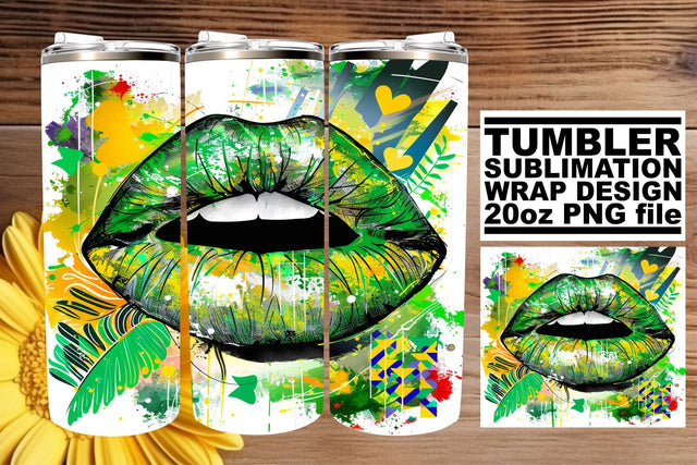 Fabulous Colorful Lips Tumbler Wrap – 20oz Sublimation Ready Sublimation afrosvg 