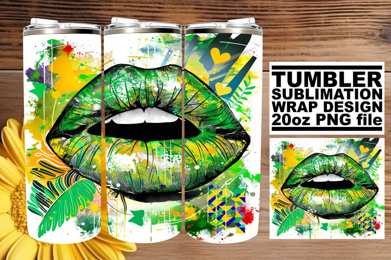 Fabulous Colorful Lips Tumbler Wrap – 20oz Sublimation Ready Sublimation afrosvg 