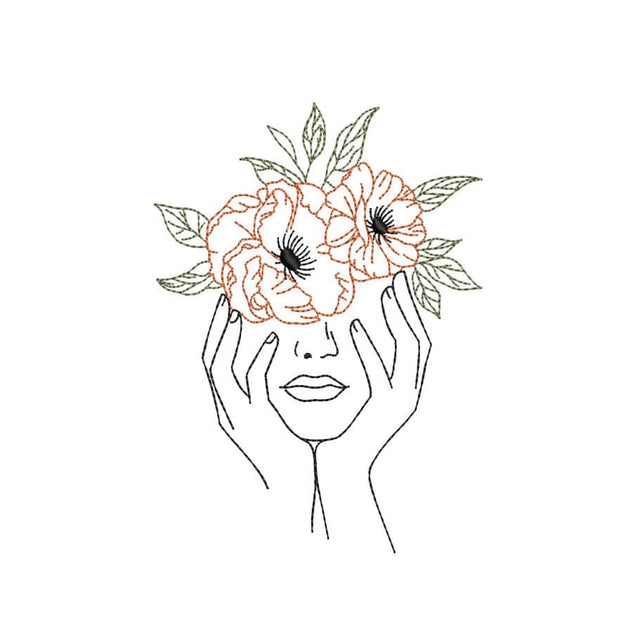 Face with Flowers Embroidery Design, Women Embroidery File, 5 sizes, Instant download Embroidery/Applique DESIGNS Nino Nadaraia 