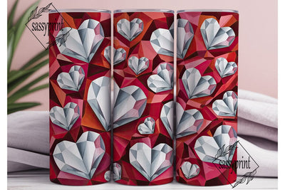 Faceted Hearts Red Love 20oz Tumbler Sublimation sassyprint 