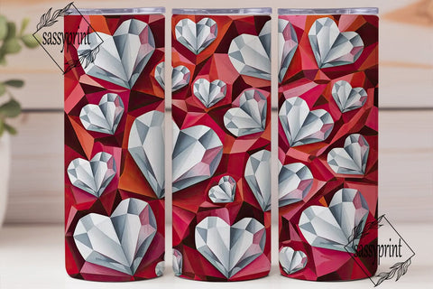 Faceted Hearts Red Love 20oz Tumbler Sublimation sassyprint 