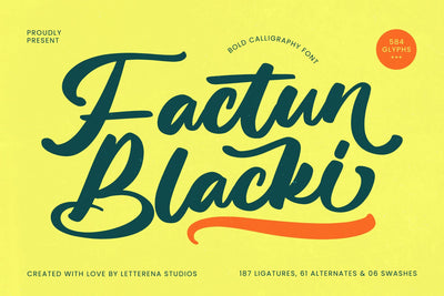 Factun Blacki - Bold Calligraphy Font Font Letterena Studios 