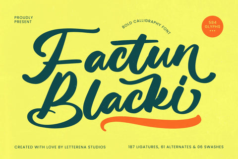 Factun Blacki - Bold Calligraphy Font Font Letterena Studios 