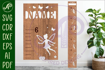 Fairies personalized kids height chart in Imperial SVG APInspireddesigns 